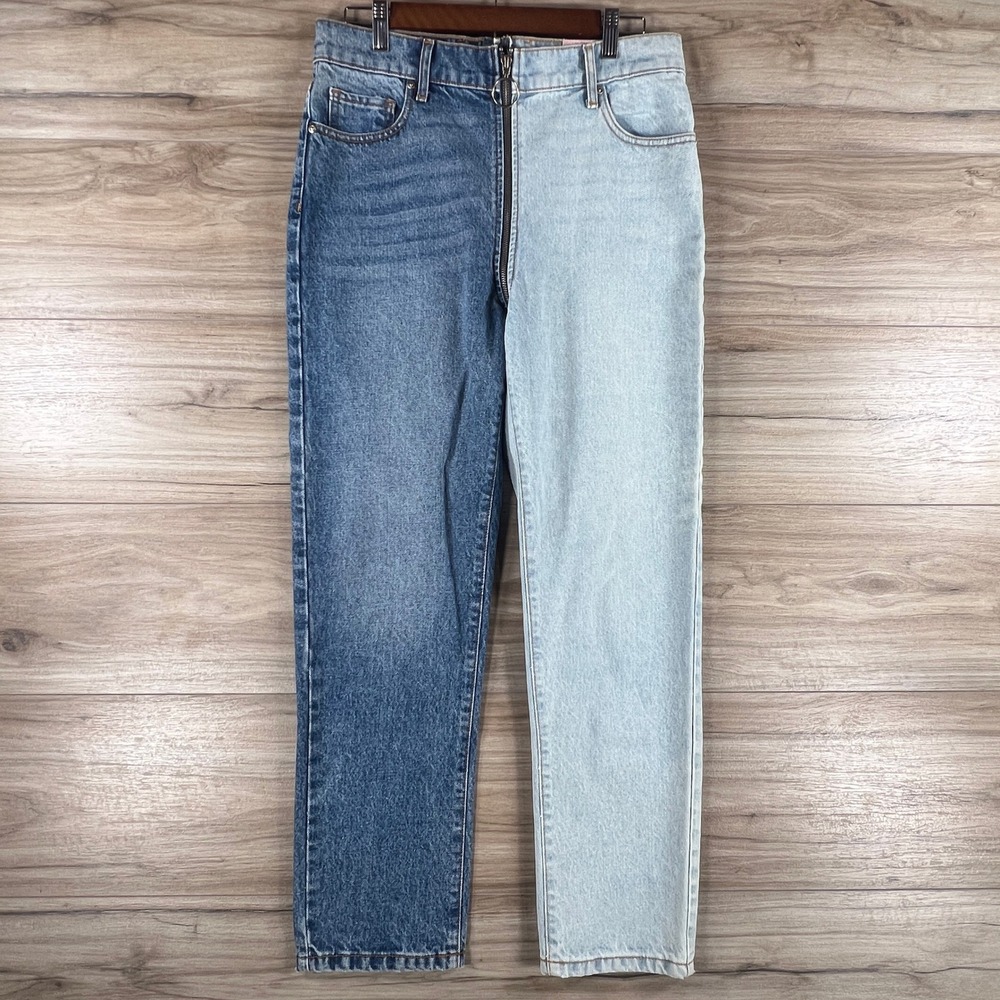 Revice Denim Two Tone Split Wash Exposed Zipper Jeans Blue Size 31